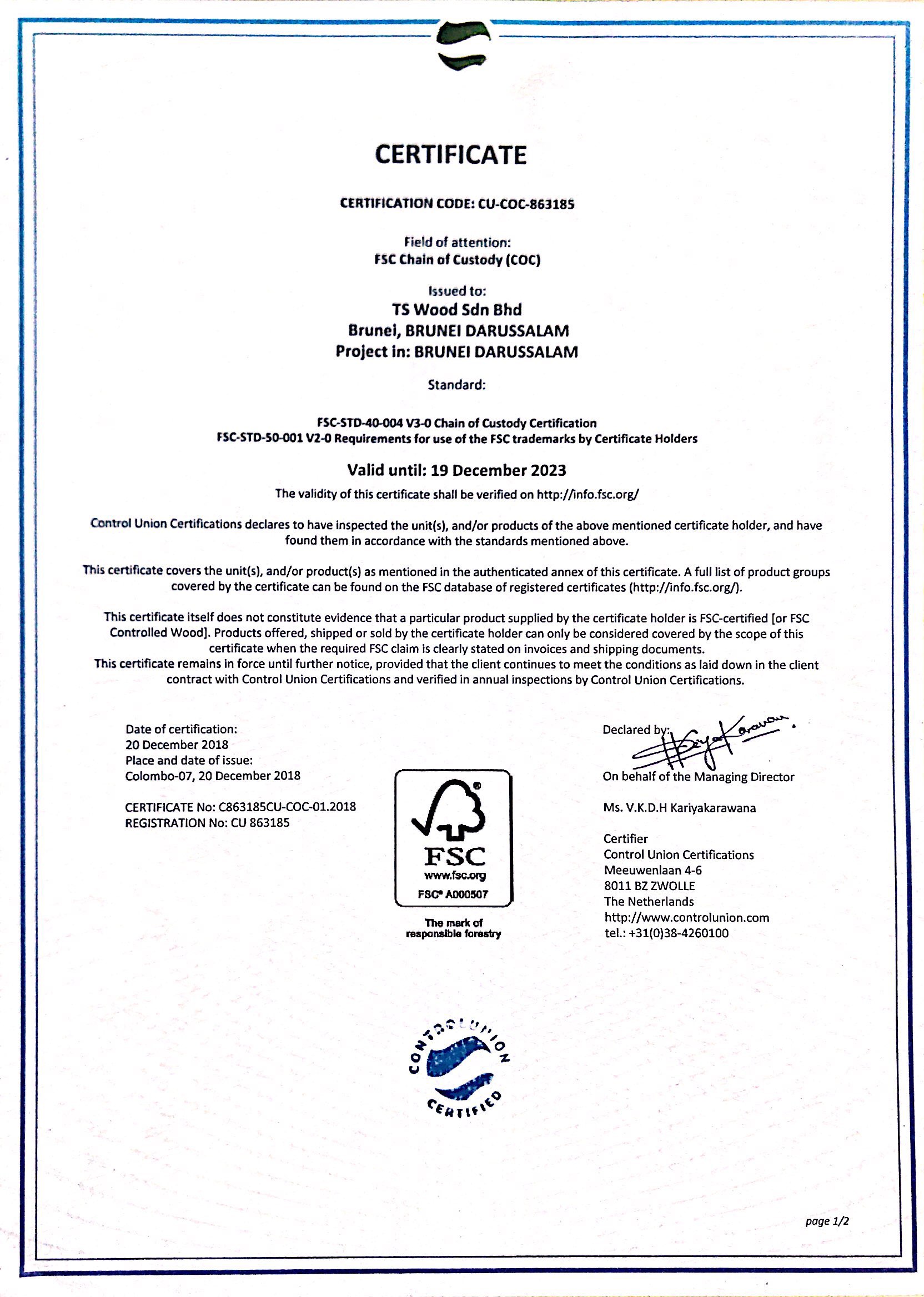 Borneo TS Wood Certification